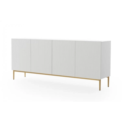 Komoda Nicole 200 cm na metalowych nogach - biały mat / złote nóżki